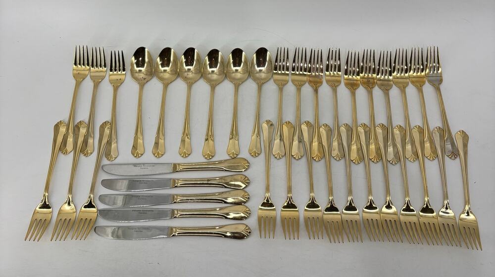 Hampton Silversmith Stainless Steel Gold Tone Flatware Spoon Fork